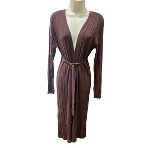 House of Harlow 1960 Ribbed Belted Duster Cardigan Brown Womens Size L